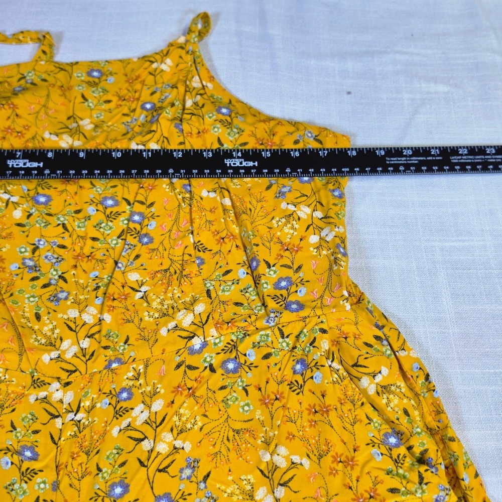 Old Navy Womens XL Mustard Yellow Floral Sleeveless Wide Leg Jumpsuit 0522 - Picture 3 of 6